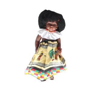 Afro baby doll: Sweet Janea with an Afro dress