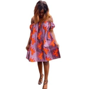 Afrikanisches Kleid für Damen (Kaba) mit Kurzärmeln - MAUD Kollektion