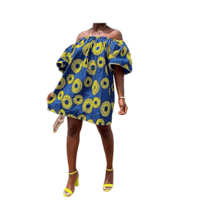 Robe africaine pour femme (Kaba) avec longues manches - Collection MAUD