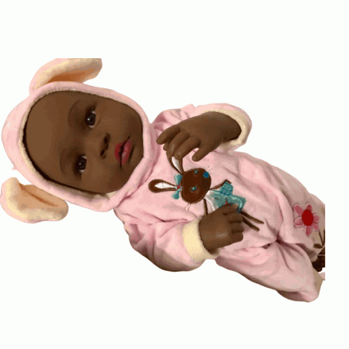 iTouch Afro Stoffpuppe „Paré“ im Schlafanzug „Brown Rabbit“