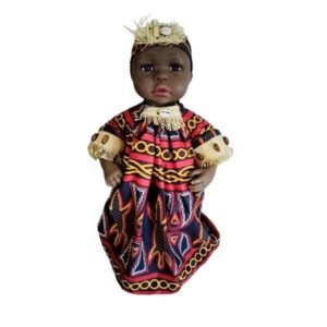iTouch poupée afro de chiffon "Paré" en robe TOGHU avec paille naturelle