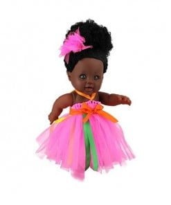 Amang Afro Babypuppe Pink Princess back blanc