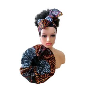 Reversible Satin Hat & Headband - Color: Ndop-Toghu