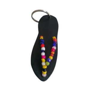 Porte-clés au bois d'ébène avec des perles multicouleurs