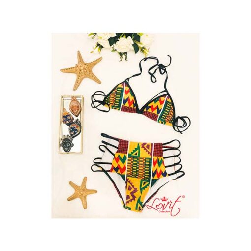 african prints kente swimsuit bikini blanc